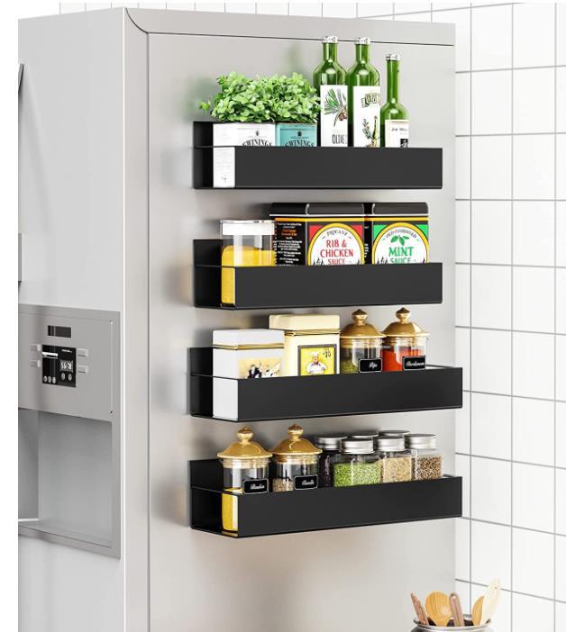 Magnetic shelves with hooks for home kitchen hangers